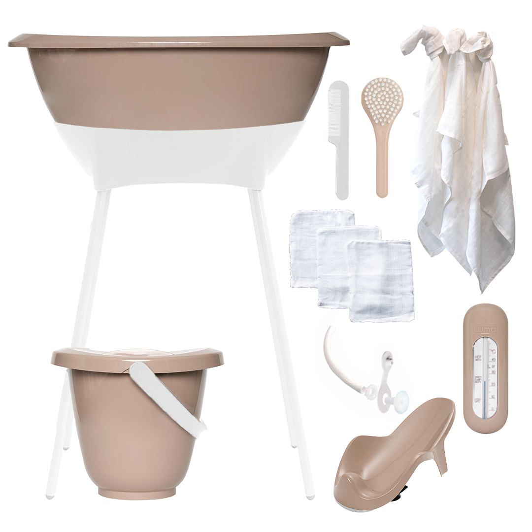 Bad & Verzorgingsset Luma Cappuchino/White met Hydrofiele Starterset Ecru Bad & Verzorgingsset Luma Cappuchino/White met Hydrofiele Starterset Ecru_1