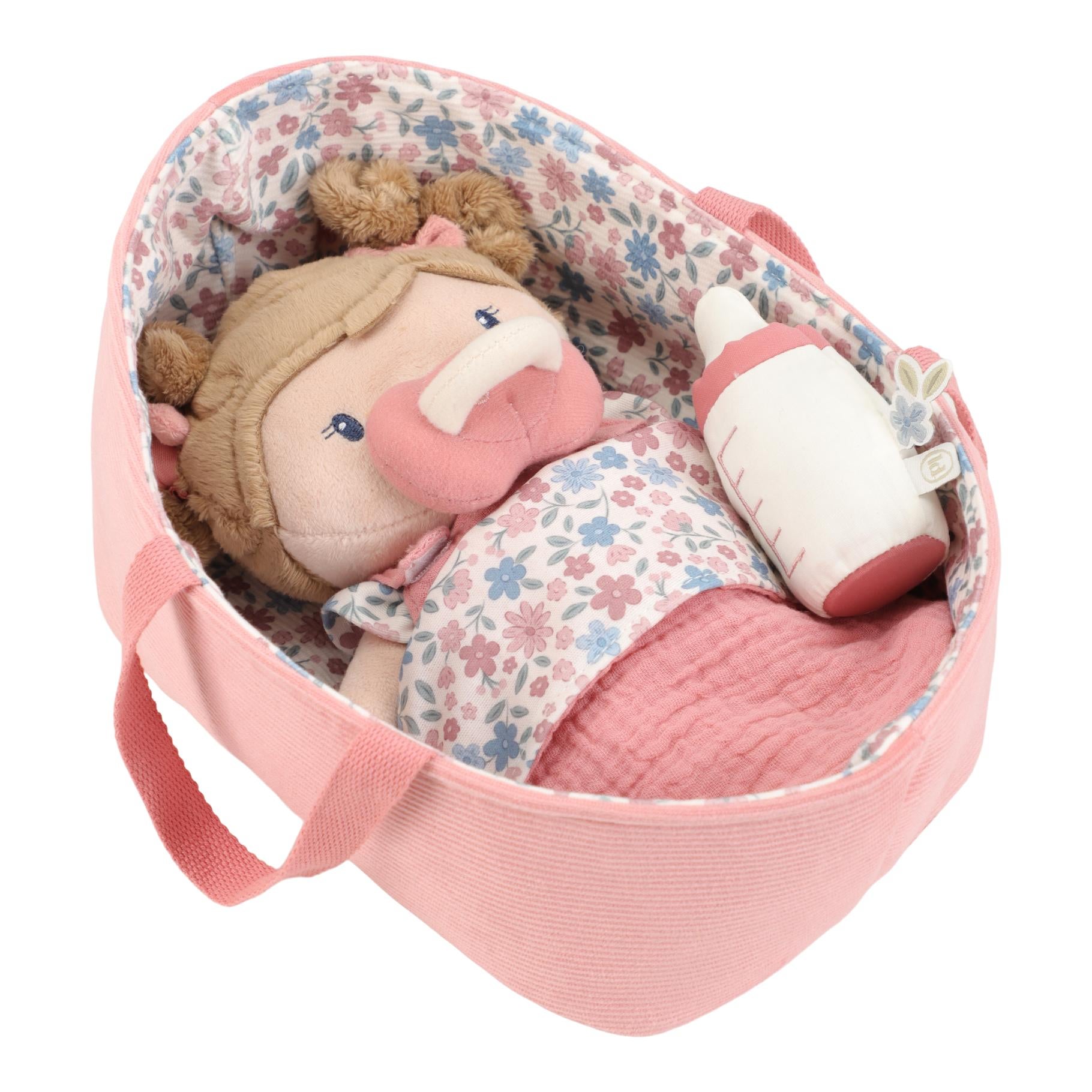 Babypop in Mandje Little Dutch Rosa Babypop in Mandje Little Dutch Rosa_1