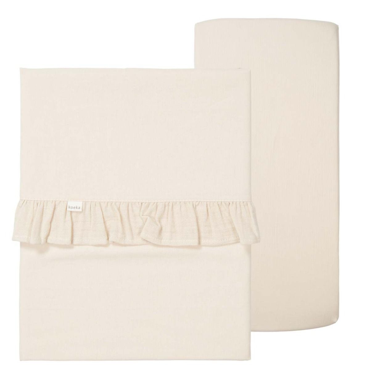 Set | Laken Ledikant + Hoeslaken Ledikant Ruffle Faro Warm White Set | Laken Ledikant + Hoeslaken Ledikant Ruffle Faro Warm White_1