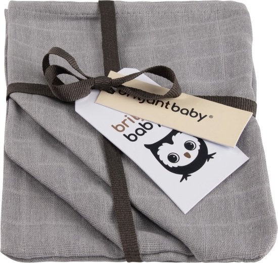 Washandjes Briljant Baby Hydrofiel Uni Grijs 3st Washandjes Briljant Baby Hydrofiel Uni Grijs 3st_1