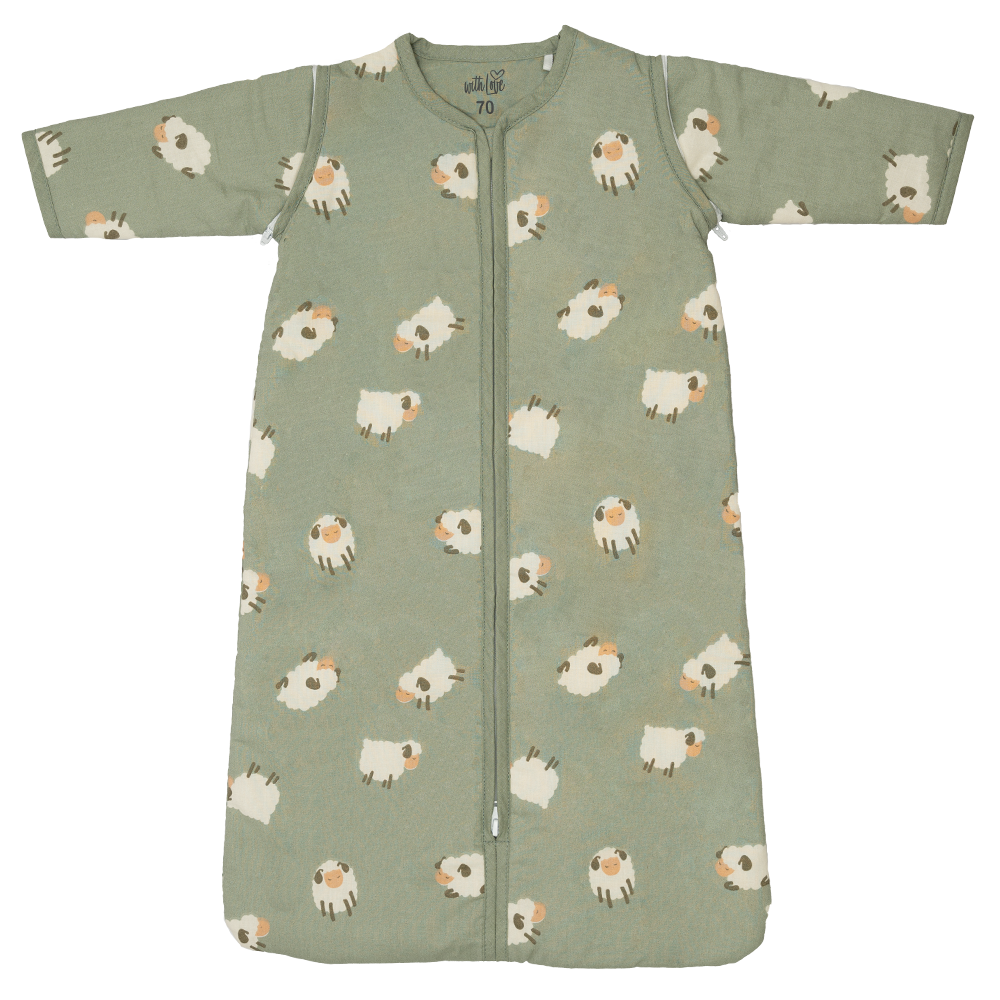 Slaapzak With Love Afritsbare Mouw Sheep Green 110cm Slaapzak With Love Afritsbare Mouw Sheep Green 110cm_1