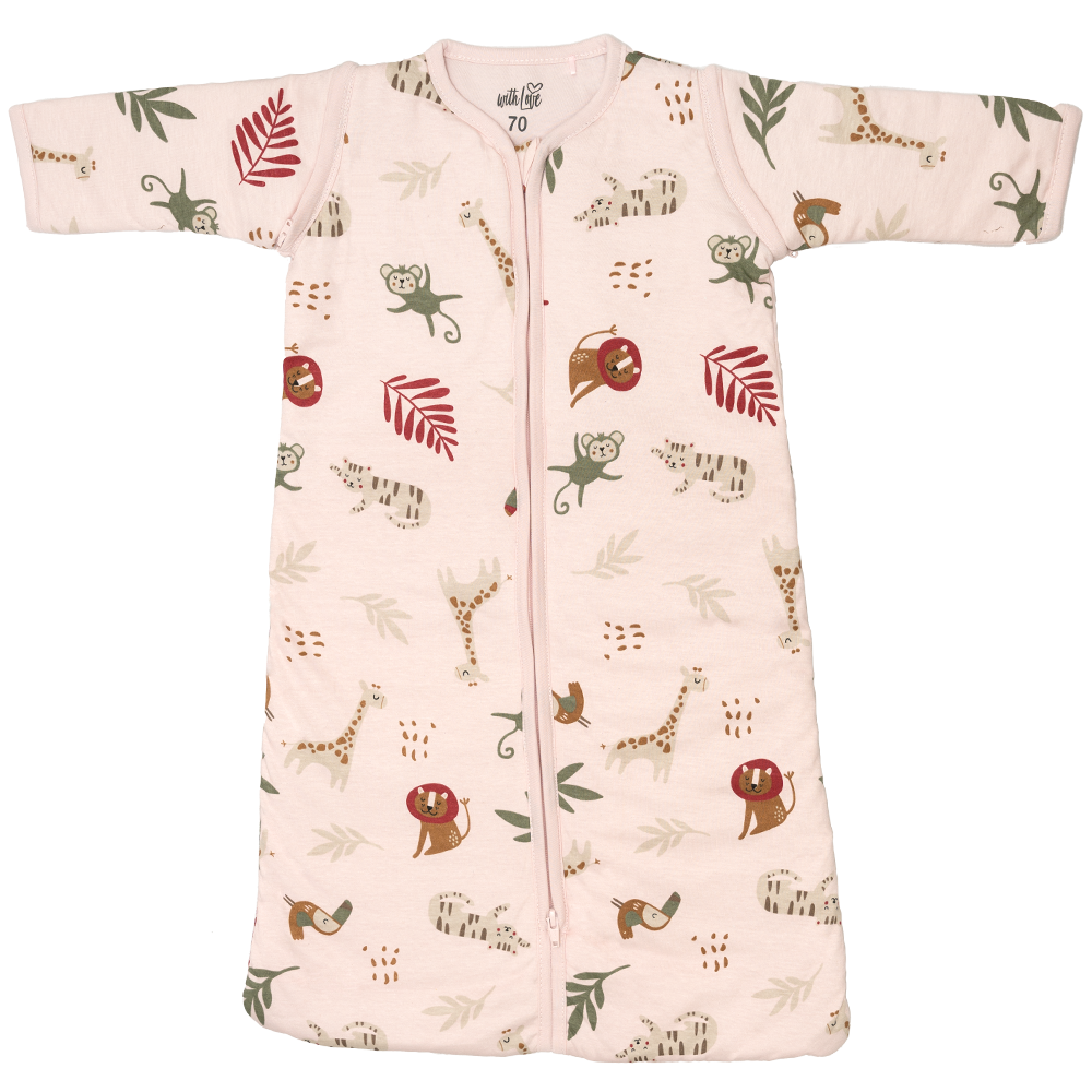 Slaapzak With Love Jersey Afritsbare Mouw Animals Pink 90cm Slaapzak With Love Jersey Afritsbare Mouw Animals Pink 90cm_1