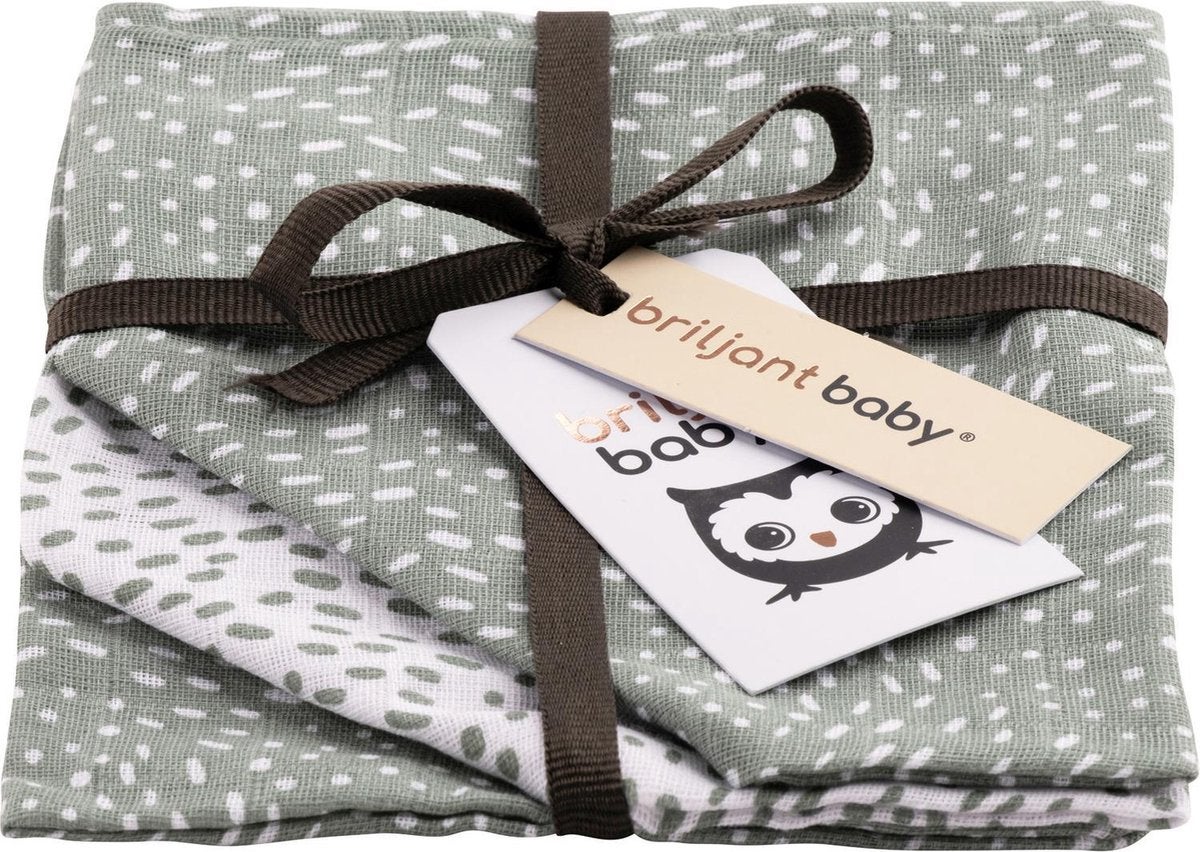 Washandjes Briljant Baby Hydrofiel Minimal Stonegreen 3st Washandjes Briljant Baby Hydrofiel Minimal Stonegreen 3st_1