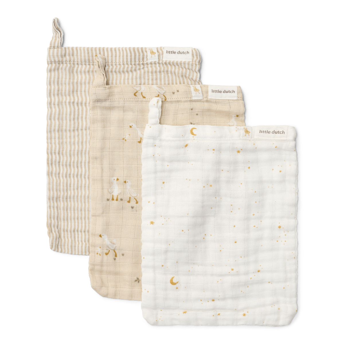 Washandjes Little Dutch Hydrofiel Little Goose 3 st Washandjes Little Dutch Hydrofiel Little Goose 3 st_1