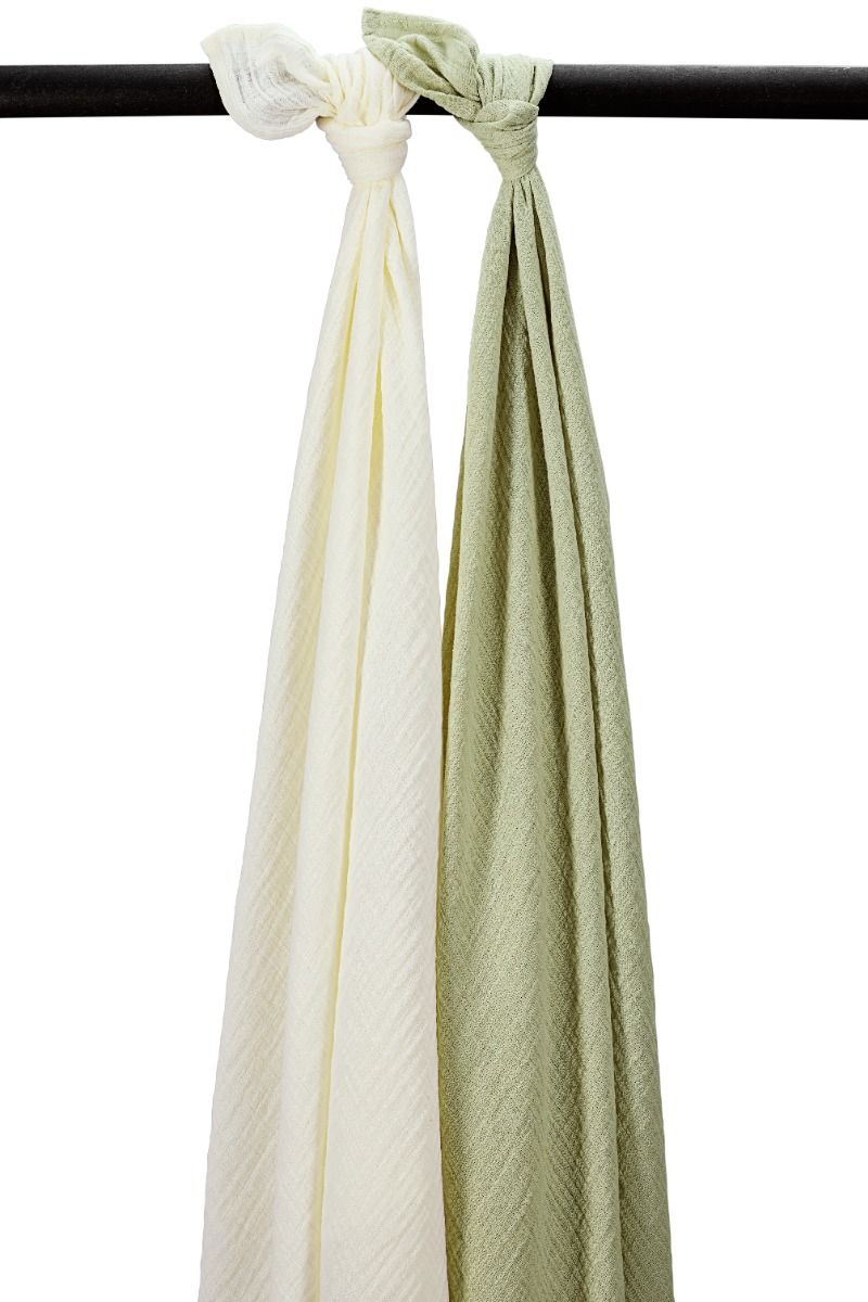 Swaddle Doek Meyco Pre-Washed Natural/Soft Olive 2-pack Swaddle Doek Meyco Pre-Washed Natural/Soft Olive 2-pack_1