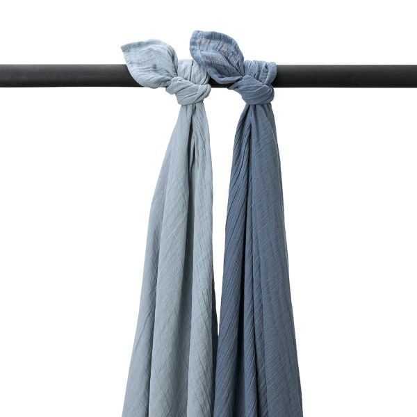 Swaddle Doek Meyco Pre-washed Jeans Blue & Indigo 2-pack Swaddle Doek Meyco Pre-washed Jeans Blue & Indigo 2-pack_1