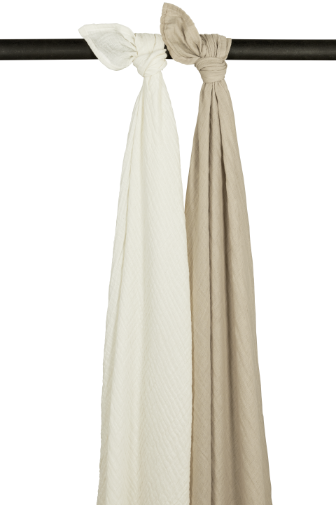 Swaddle Doek Meyco Pre-Washed Offwhite en Sand 2-pack Swaddle Doek Meyco Pre-Washed Offwhite en Sand 2-pack_1