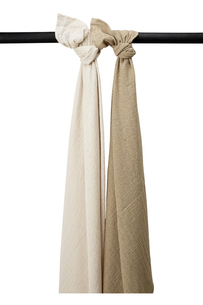 Swaddle Doek Meyco Pre-Washed Soft Sand/Taupe 2-pack Swaddle Doek Meyco Pre-Washed Soft Sand/Taupe 2-pack_1