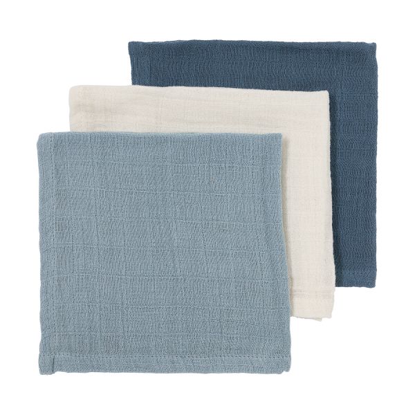 Monddoekjes Meyco Pre-Washed Natural/Jeans Blue/Indigo 3-pack Monddoekjes Meyco Pre-Washed Natural/Jeans Blue/Indigo 3-pack_1