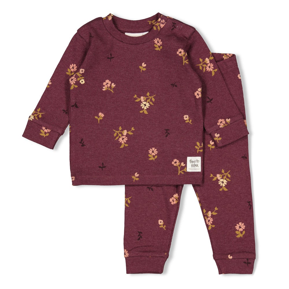 Pyjama Feetje Premium Sleepwear Bonnie Bouquet Wijn Melange 56 t/m 86 Pyjama Feetje Premium Sleepwear Bonnie Bouquet Wijn Melange 56 t/m 86_1