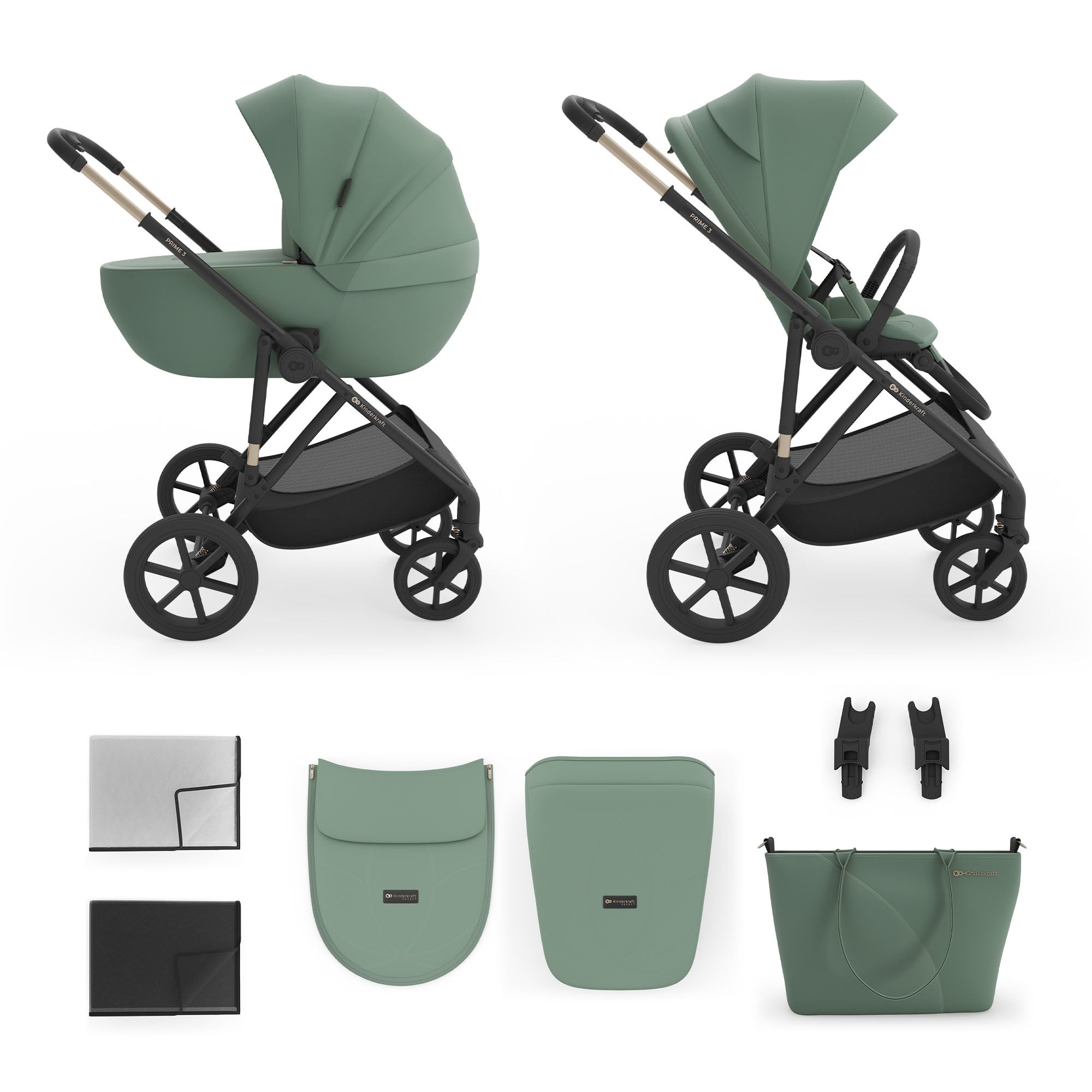 Kinderwagen Kinderkraft Prime3 PRO 2-in-1 Dark Green Kinderwagen Kinderkraft Prime3 PRO 2-in-1 Dark Green_1