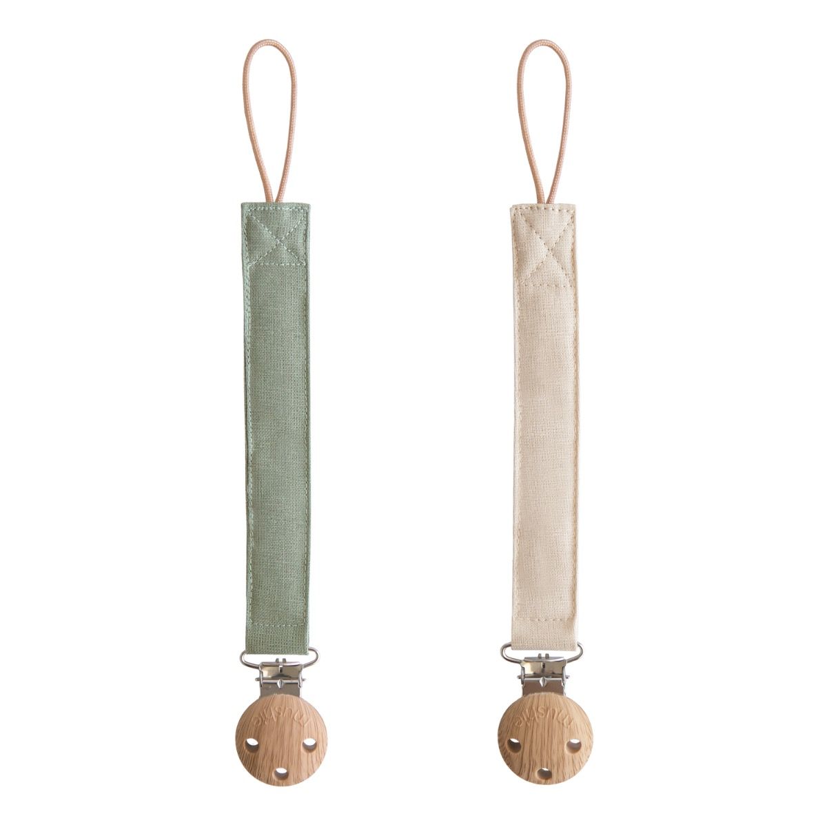Speenketting Mushie Linnen Olive/Sand Speenketting Mushie Linnen Olive/Sand_1