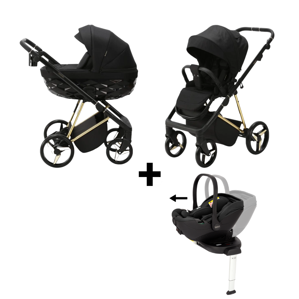Kinderwagen Adamex Quantum Black + Autostoel Joy Pro Glide 360° + Base + Adapterset null_1