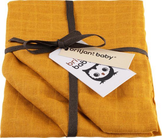9-delige Hydrofiel Set Briljant Baby Uni Oker (Luiers + Washandjes + Monddoekjes) null_3