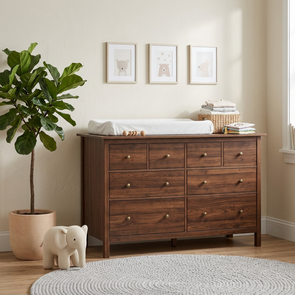 Babykamer Kira + Sienna (Meegroei Ledikant Kira Walnut 60x120 + Commode Grande Sienna Walnut + Smrt. Cloudy Matras) null_19