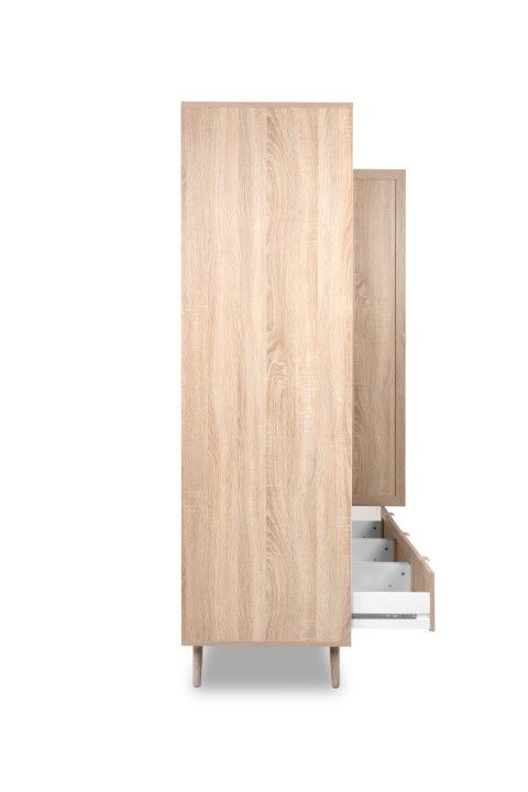 Babykamer Finori Bali Eiken/Riet Decor (Ledikant + Commode incl. Opzet + 3-deurskast) null_5