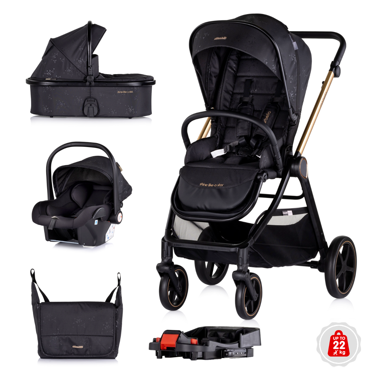 Kinderwagen Chipolino Marbella 3-in-1 Blackberry + Isofix Base null_1