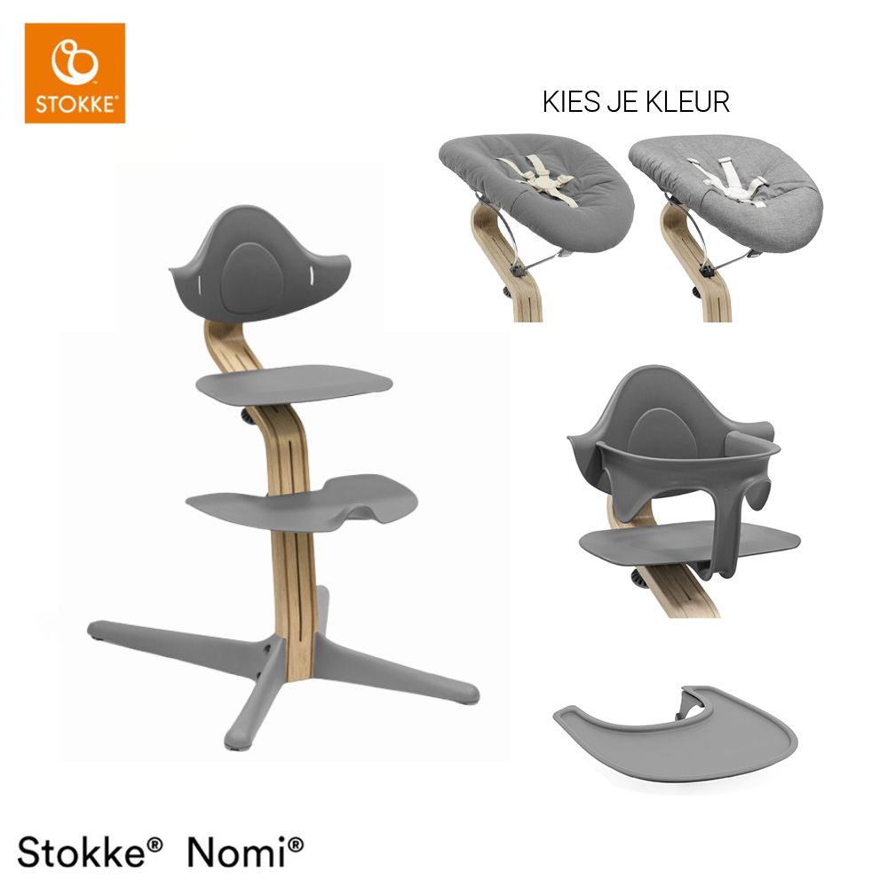 Set Compleet | Kinderstoel Stokke® Nomi Grey/Oak incl. Newbornset en Eetblad null_1