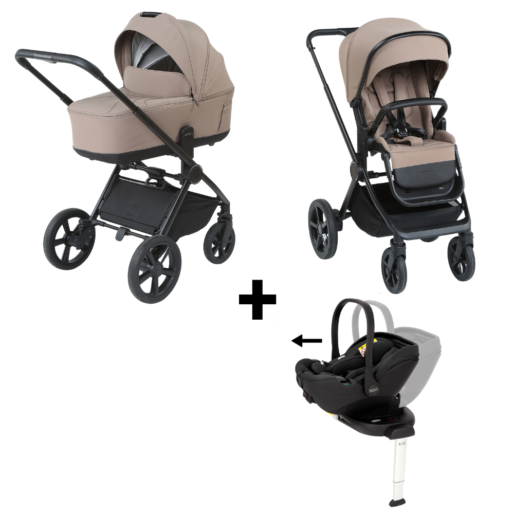 Kinderwagen Titanium Baby Solid Urban Lush Taupe met Autostoel Novi Joy Pro Glide 360° I-Size & Base null_1