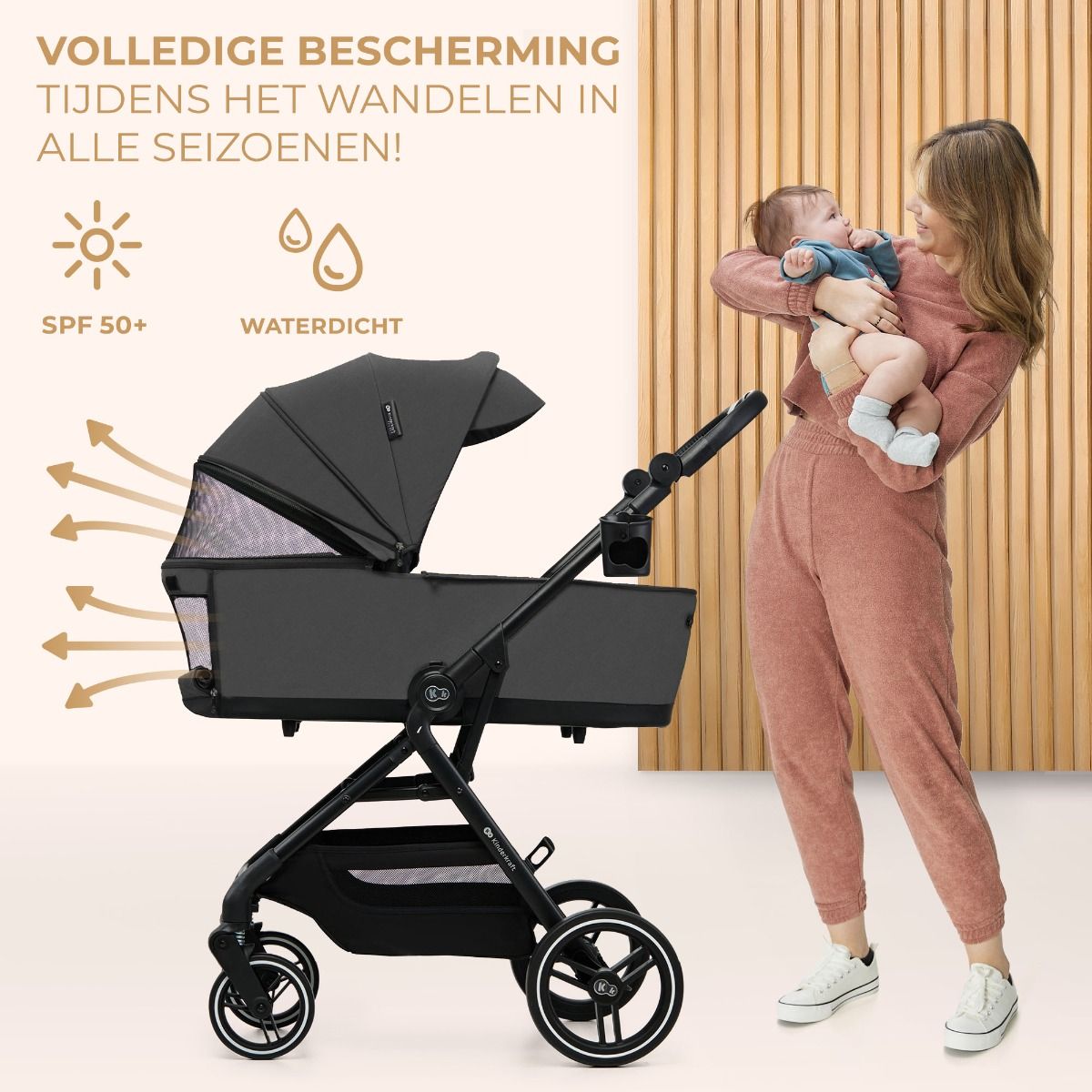 Kinderwagen Kinderkraft Yoxi 3-in-1 Moonlight Grey Met Autostoel Kinderkraft Mink 2 Pro I-Size Black null_10