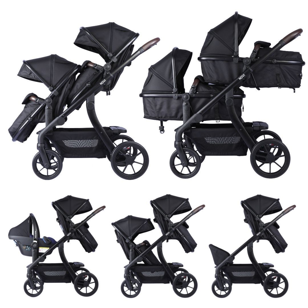 Kinderwagen Novi Pacific Premium Duo Solid Black + Autostoel Joy Pro Glide 360° & Base null_7