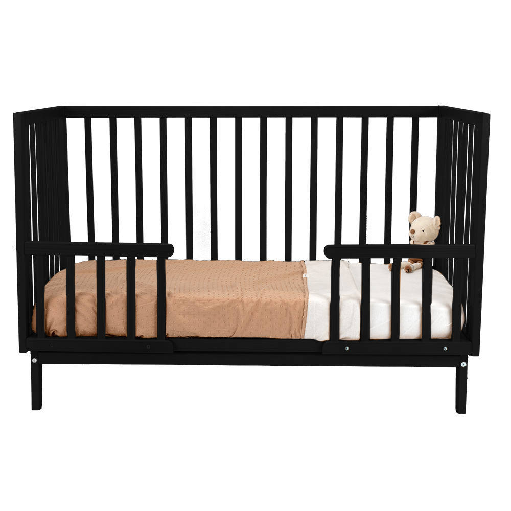 Babykamer Lauren + Bretagne (Meegroei Ledikant Lauren Zwart 60x120 + XL-Commode Bretagne Zwart + Smrt. Cloudy Matras) null_13