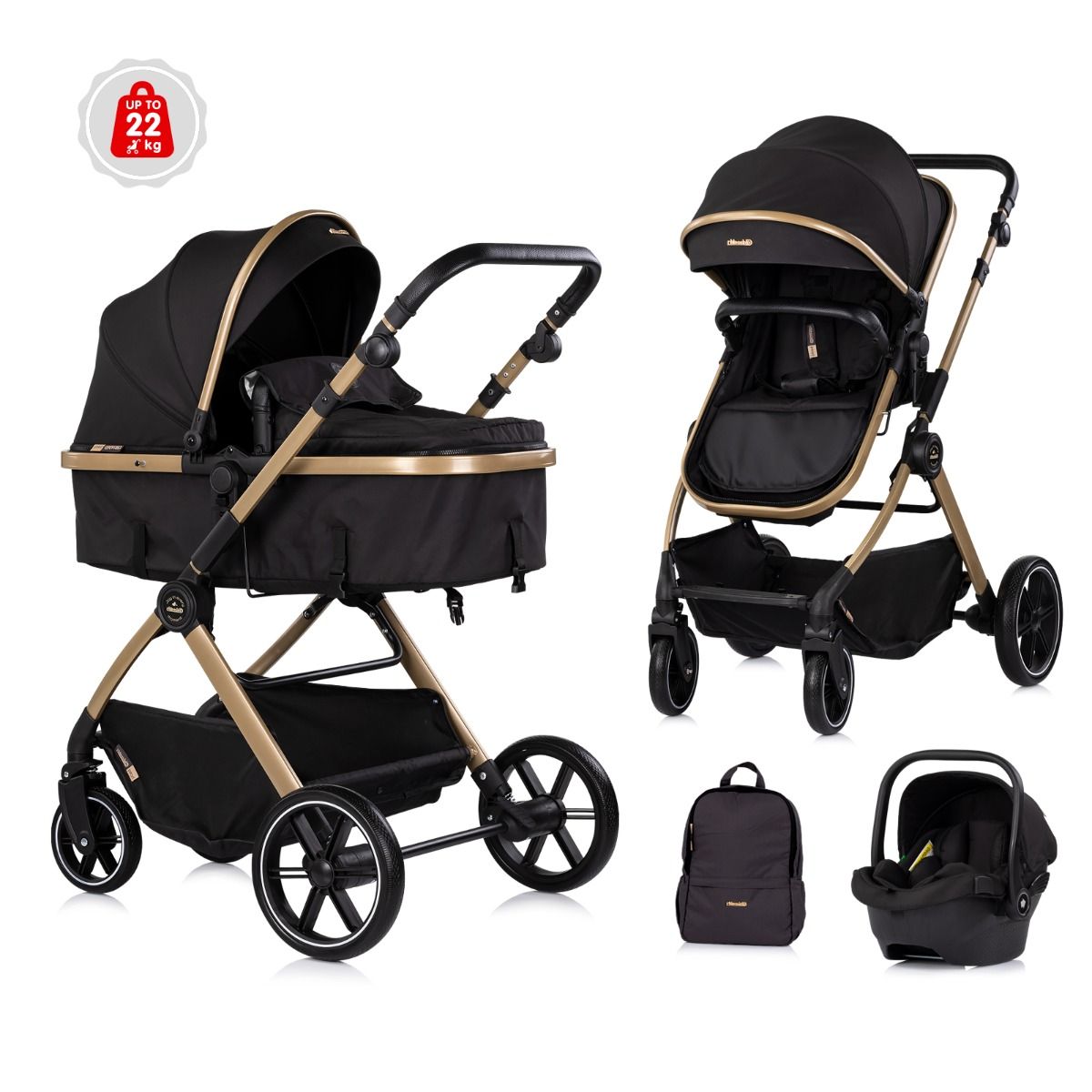 Kinderwagen Chipolino Pearl Noir + Autostoel Chipolino Pearl null_1