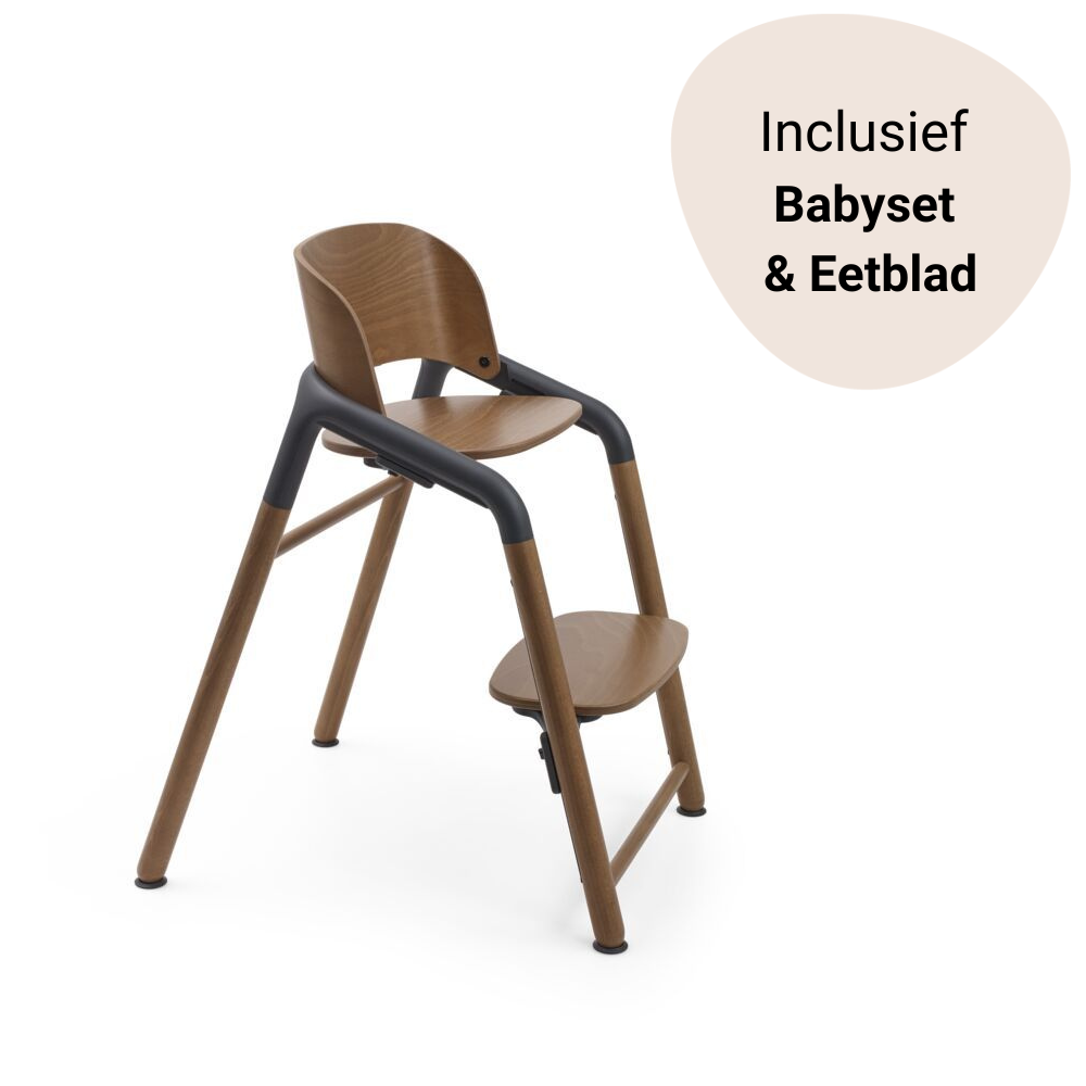 Complete Bundel | Kinderstoel Bugaboo Giraffe Warm Wood/Grey met Babyset + Eetblad null_1