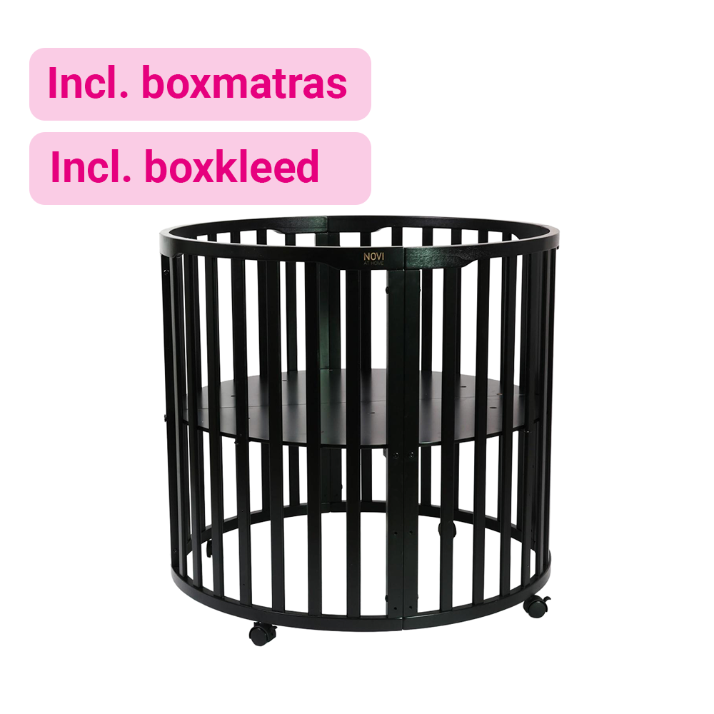 Set | Box Novi Nooni Rond Pure Black Incl. Boxmatras en Boxkleed null_1