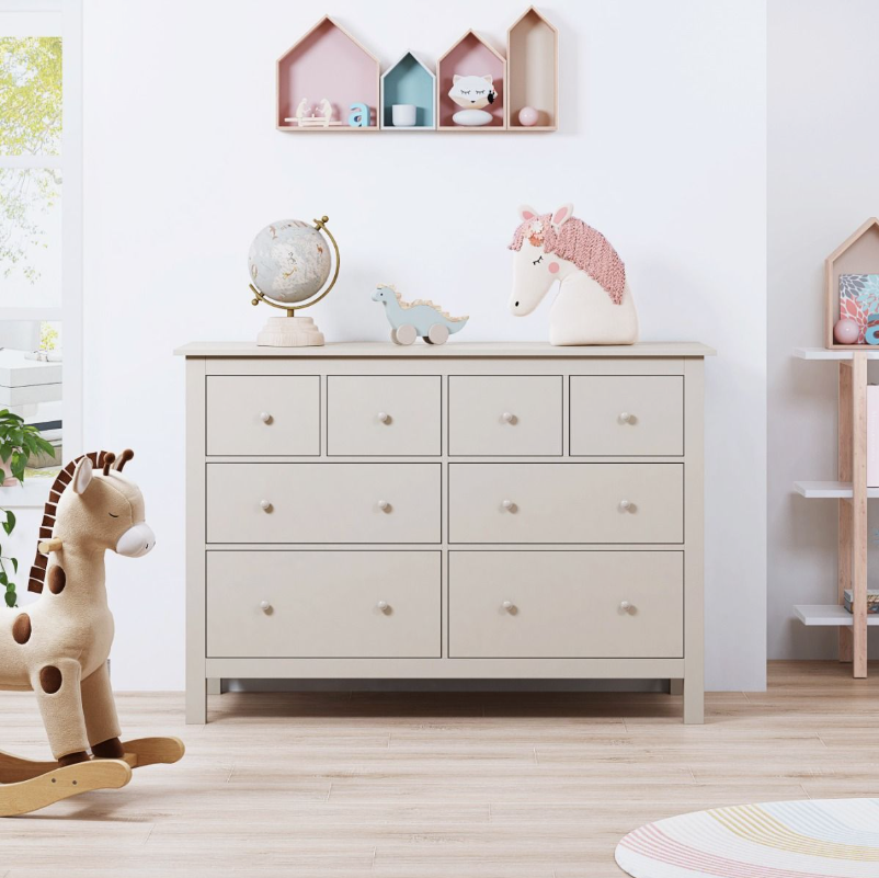 Babykamer Luca + Bastia (Meegroei Ledikant Luca Pure Sand 60x120 + XL-Commode Bastia Clay + Matras Cloudy) null_15