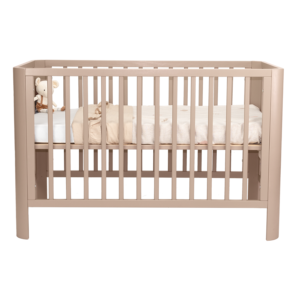 Set | Ledikant Novi Philou (Ronde Hoek) 60x120 Sand met Matras & Hoeslakens (2st) null_5