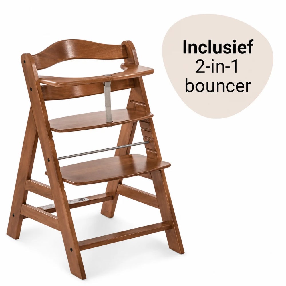 Kinderstoel Hauck Alpha+ B Walnut met 2-in-1 Bouncer null_1