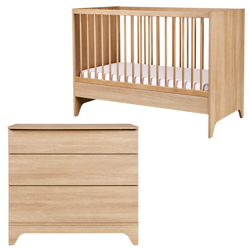 Babykamer Quax Tsugi Honey Ash 60x120 (Meegroei Ledikant + Commode) null_1