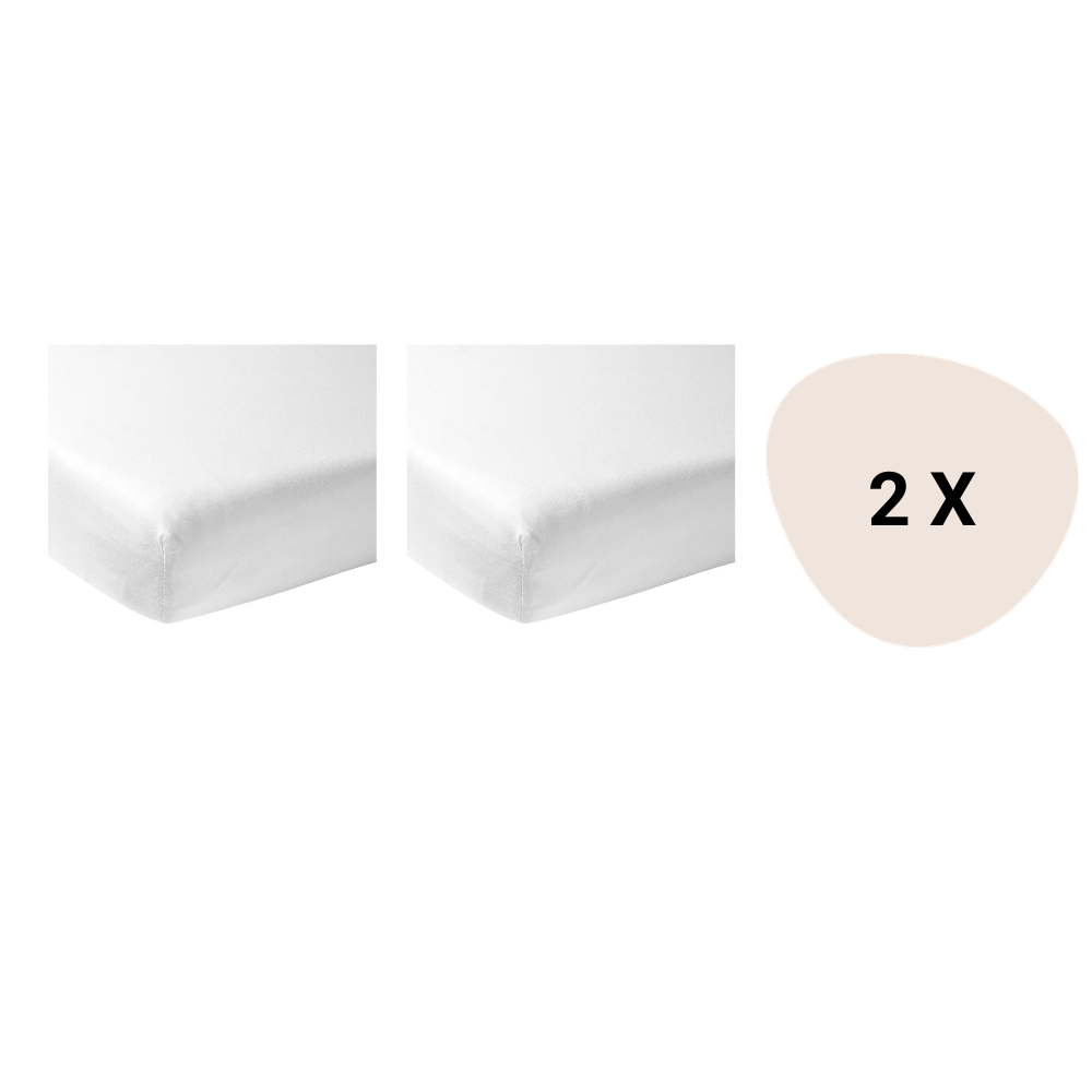 Set | 4x Hoeslaken Ledikant Petit Villain 60x120 Jersey Wit null_1