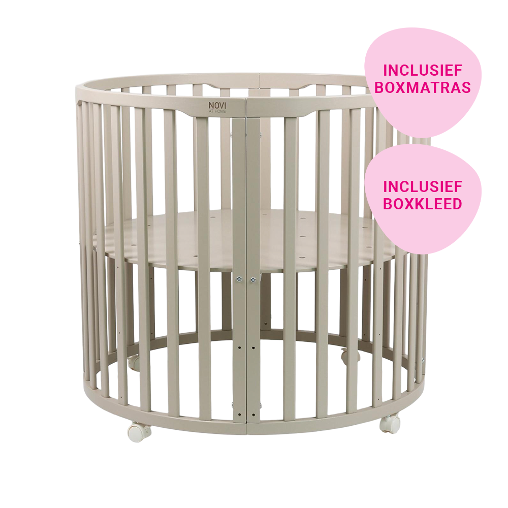 Set | Box Novi Nooni Rond Pure Sand Incl. Boxmatras en Boxkleed null_1