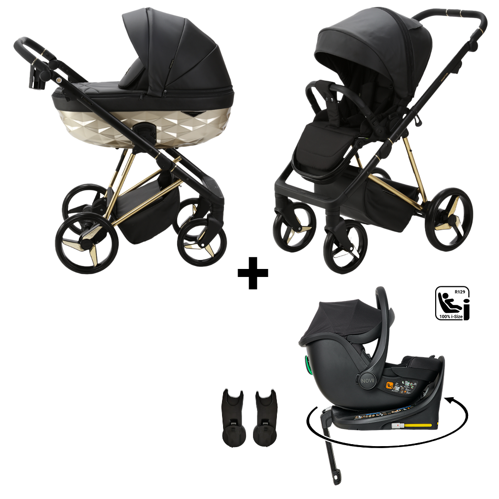 Kinderwagen Adamex Quantum Gold Star + Autostoel Jacky Pro 360° V2 & Base & Adapterset null_1
