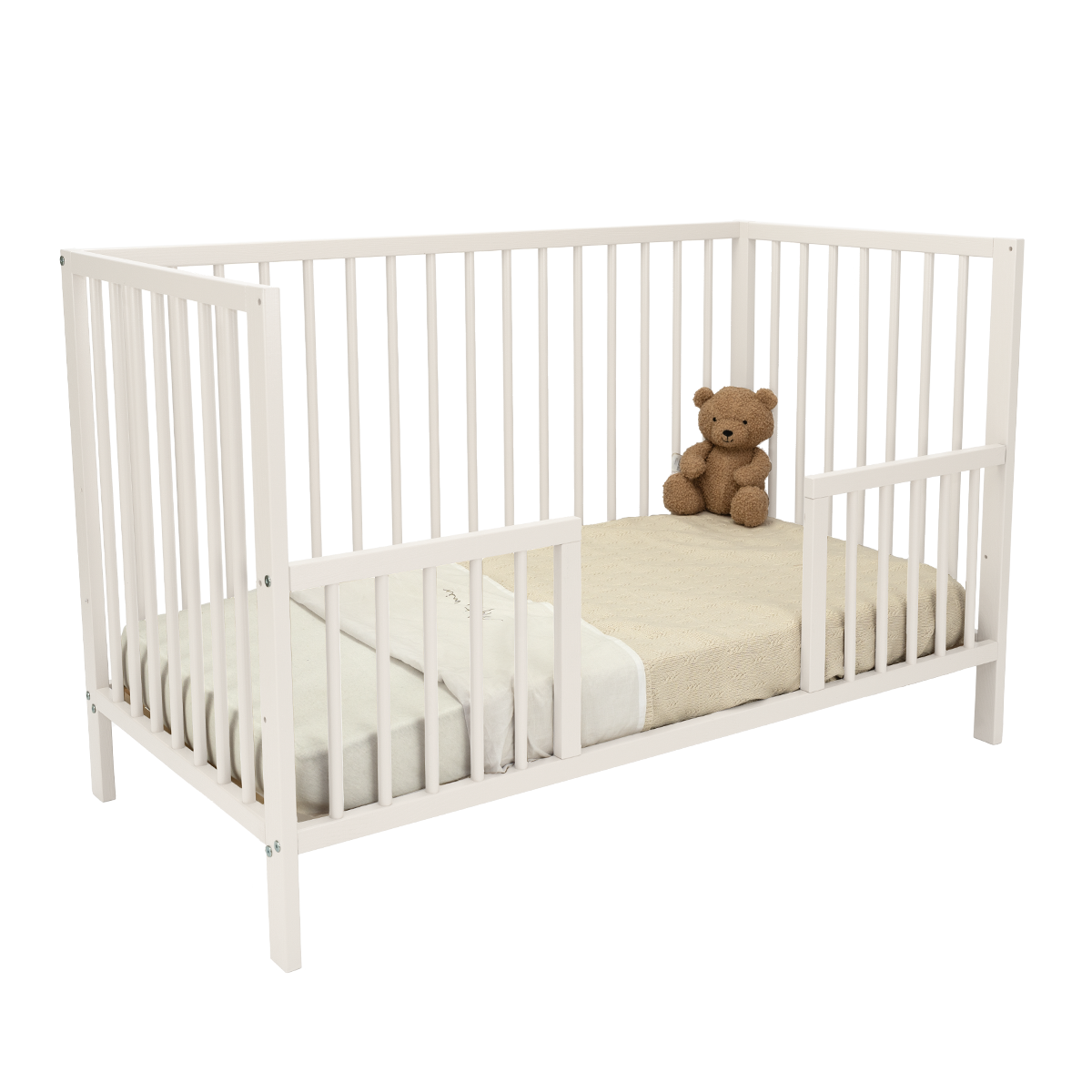 Babykamer Luca + Bastia (Meegroei Ledikant Luca Pure White 60x120 + XL-Commode Bastia Wit + Matras Cloudy) null_9