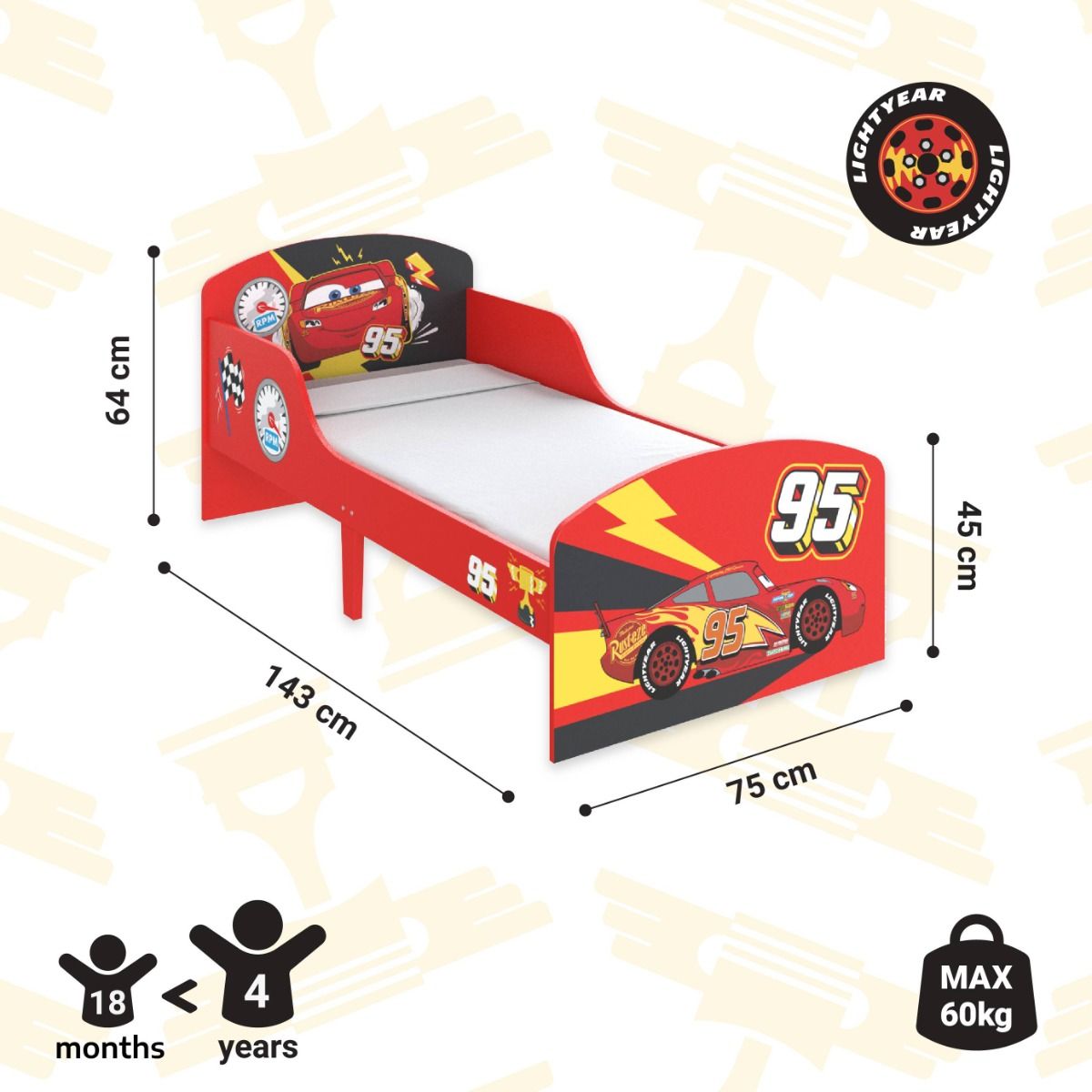 Peuterbed Disney 70x140 Cars Lightning McQueen null_4