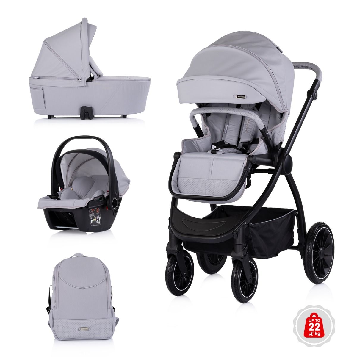 Kinderwagen Chipolino Prestige 4-in-1 Platinum met Autostoel & Base null_3