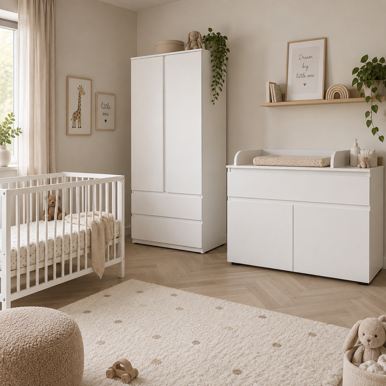 Babykamer Finori Image Wit 2-Deurskast (Meegroei Ledikant Luca V2 Pure White + Commode) null_1