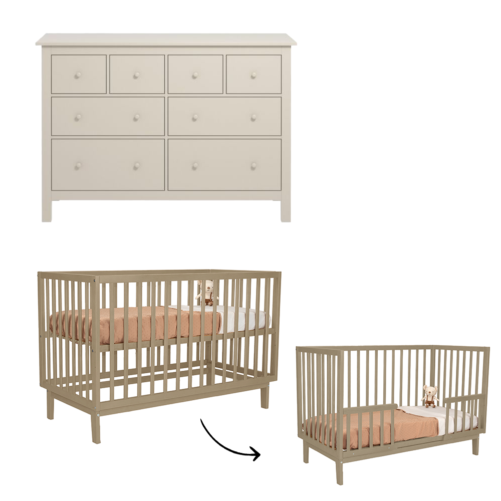 Babykamer Bretagne + Lauren Sand (Meegroei Ledikant + XL-Commode) null_1