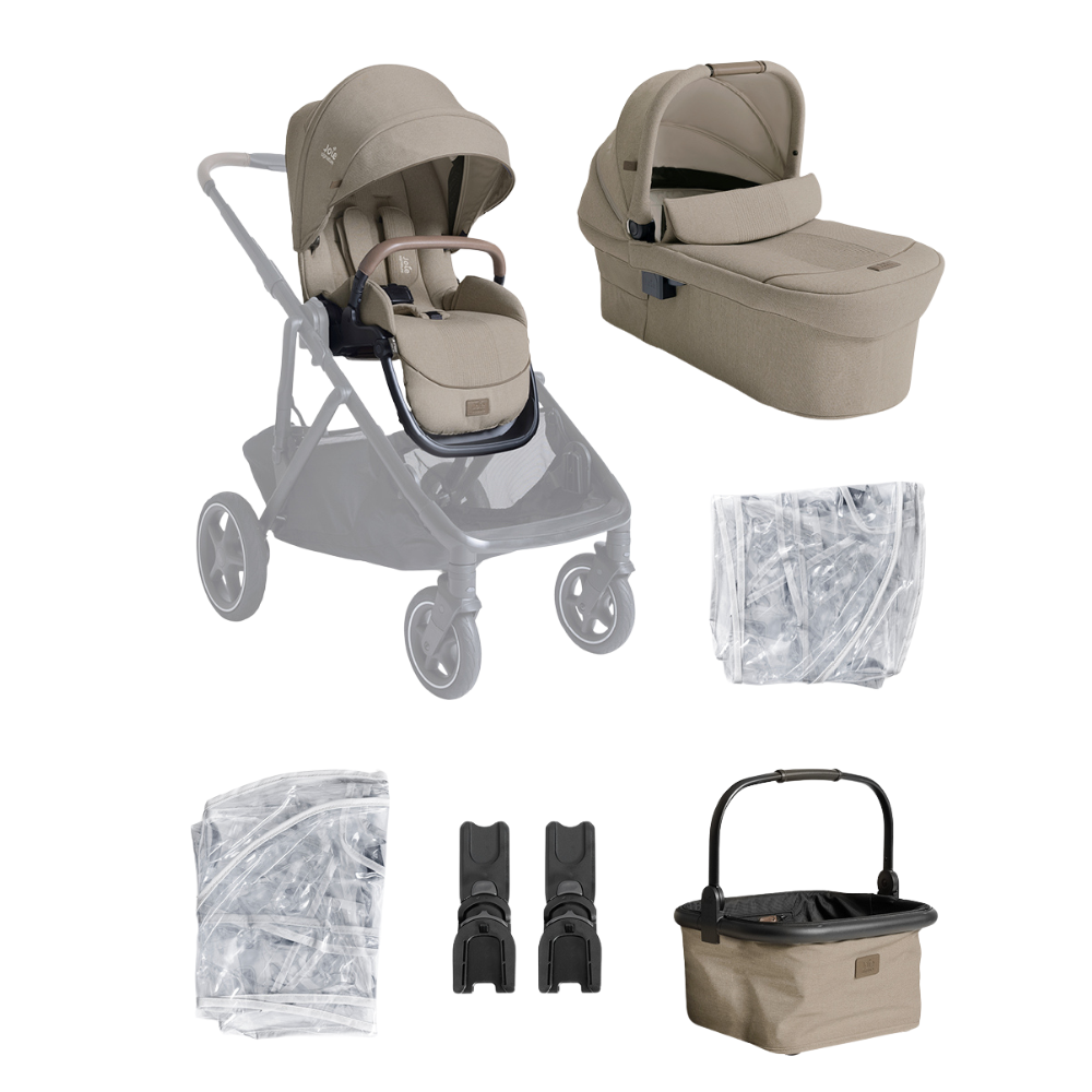 Kinderwagen Joie Signature Versiti Sandstone met Autostoel Joy Glide 360° All Black & Base null_10