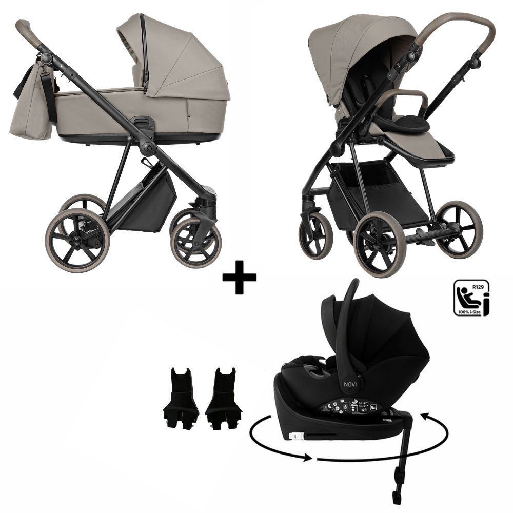 Kinderwagen ROAN IVI 2.0 Vintage Hazel met Autostoel Novi Jacky Pro 360° V2 & Base en Adapterset null_1