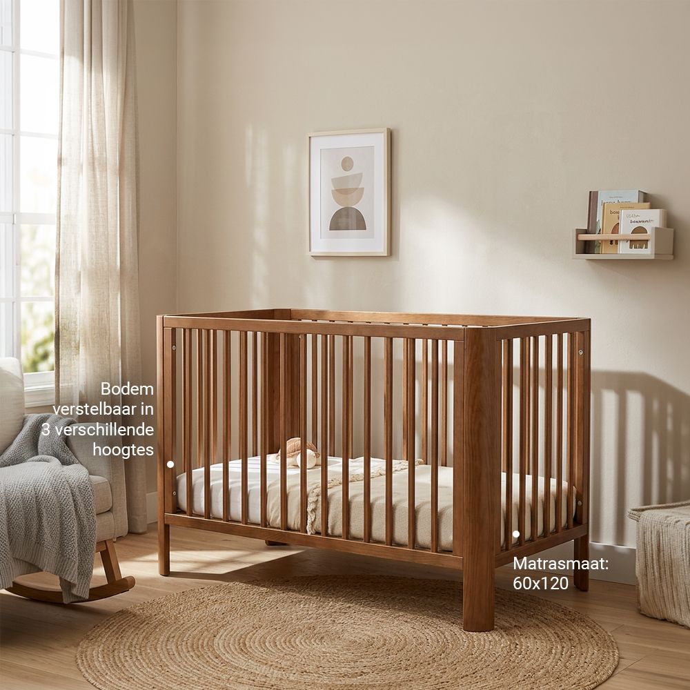 Ledikant Novi Philou (Ronde Hoek) 60x120 Walnut null_7