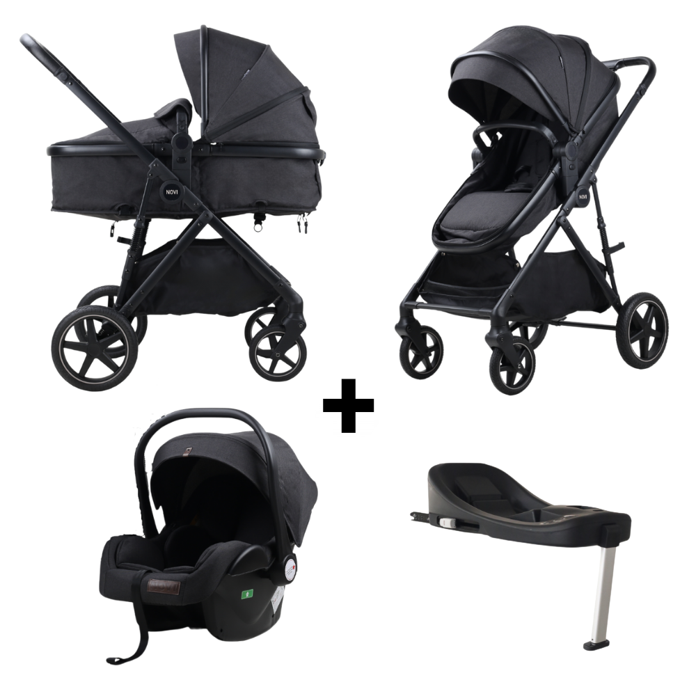 Kinderwagen Novi Jaxx V2 4-in-1 Black Melange met Isofixbase null_1