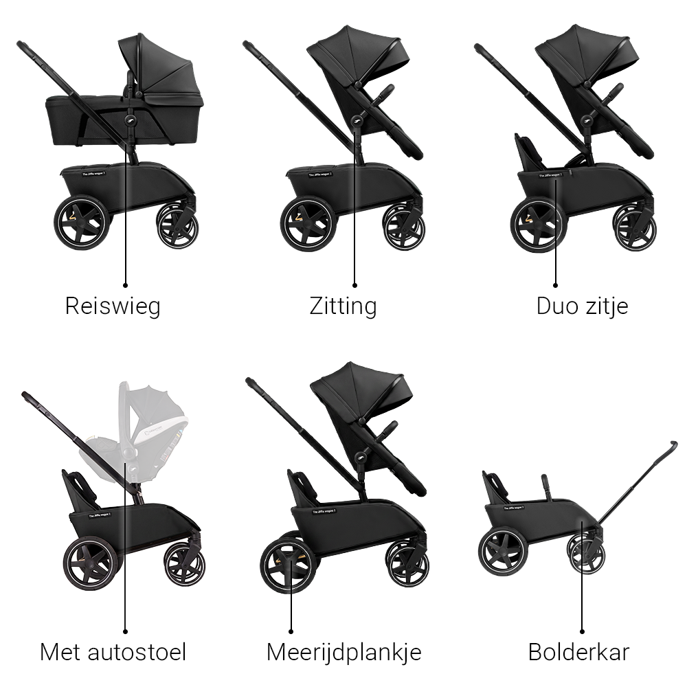 Kinderwagen The Jiffle V2 Black + Autostoel Pebble 360 Pro2 en Slide Tech Base + Accessoires null_4
