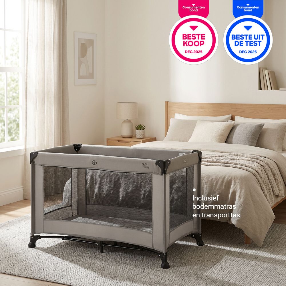 Set | Campingbed Novi Nicky Sandy Grey + Accessoires null_3