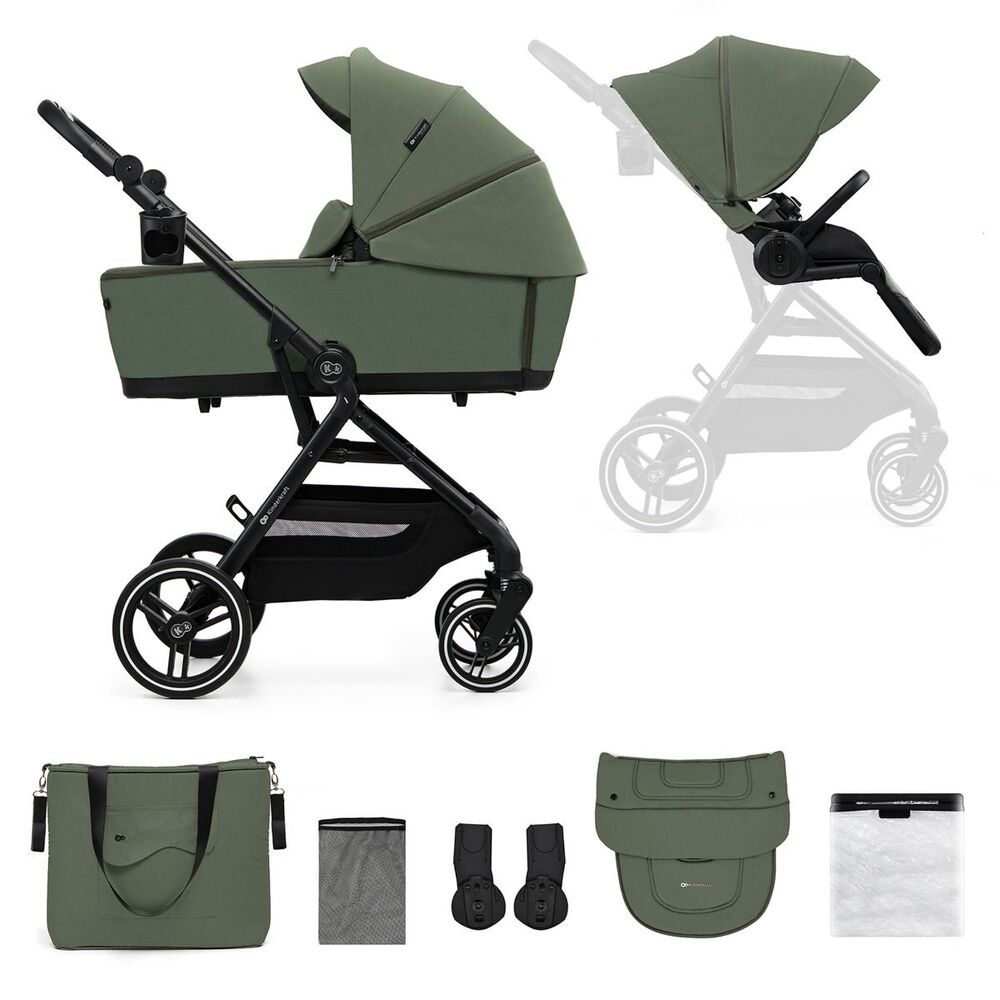 Kinderwagen Kinderkraft Yoxi 2-in-1 Mystic Green Total Package Deal incl. Autostoel, Base, Kinderstoel & Co-Sleeper null_2