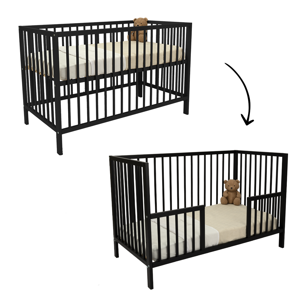 Babykamer Colorfull Home Nina (Meegroeiledikant Luca V2 Pure Black + Commode) null_2