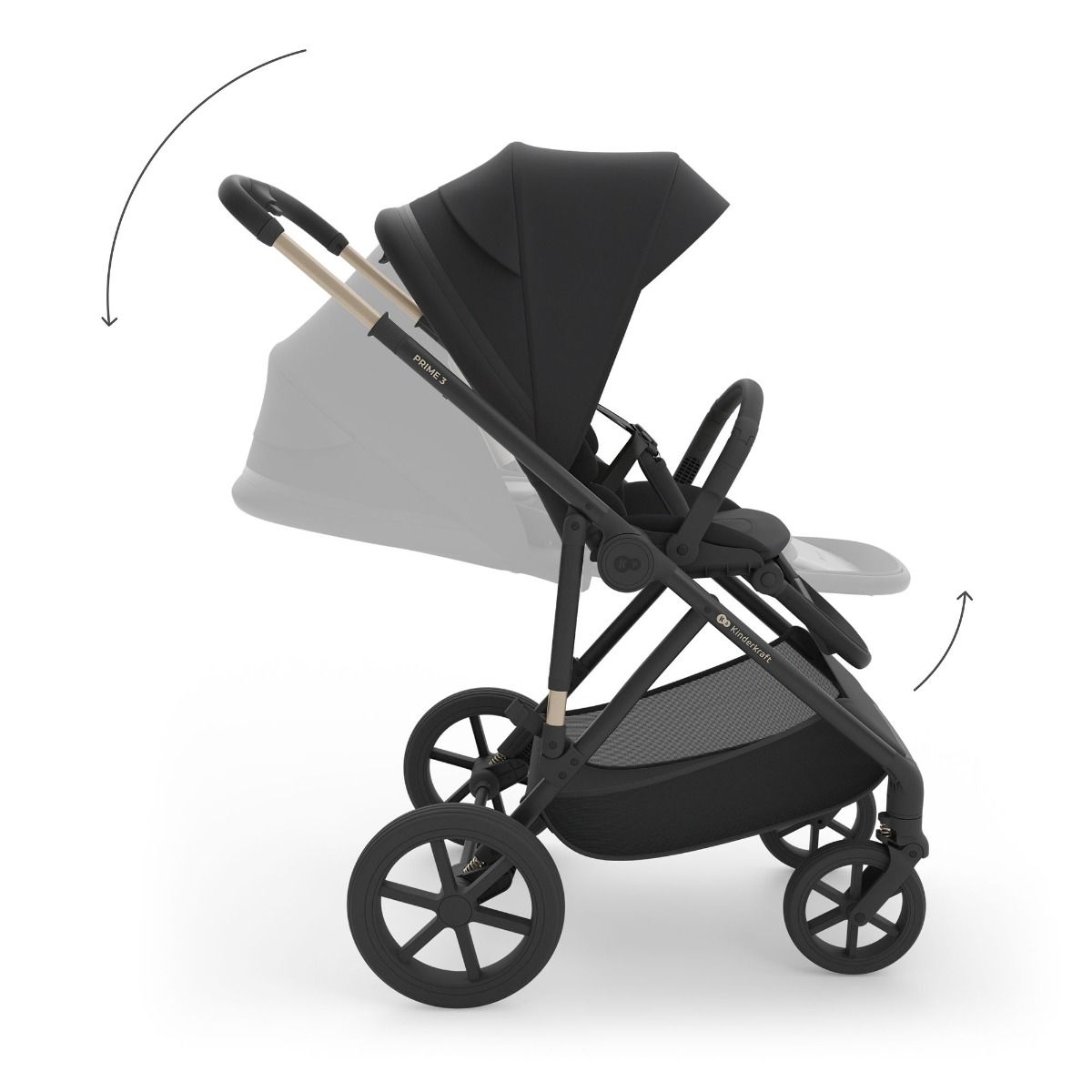 Kinderwagen Kinderkraft Prime3 2in1 Pro Venezian Black met Autostoel Joy 360° Pro Glide en Base null_7